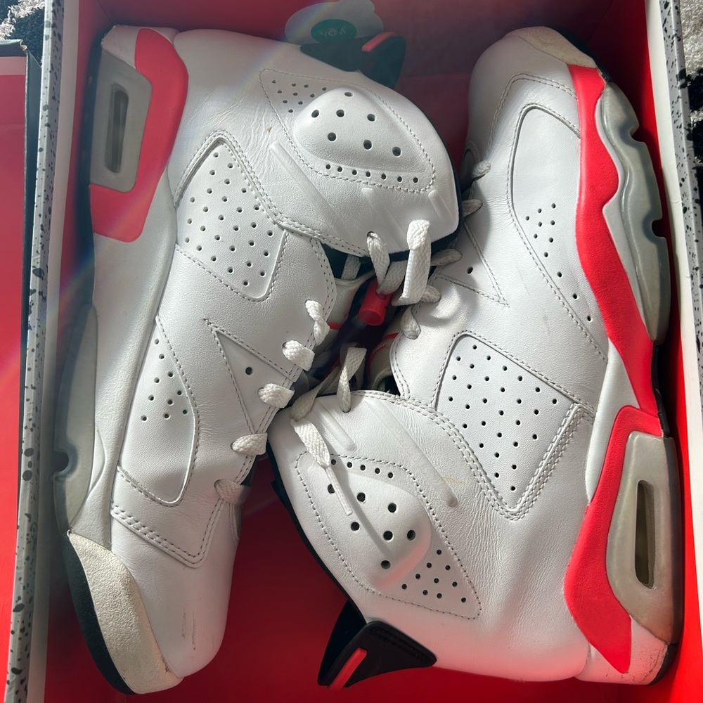 Jordan White and Red Athletic Shoes